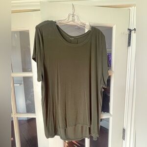 Athleta XLT Tall Olive Green Women's With Ease Rib Tee Top